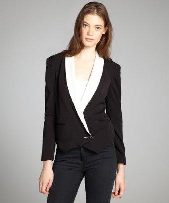 Gemma Black And White Colorblock Single Button Jacket