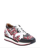 Jimmy Choo White And Pink Polka Dot Pony Hair 'london' Lace-up Sneakers