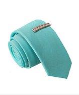 Skinny Tie Madness Skinny Tie Madness Men's Solid Tie With Tie Clip