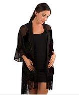 Elizabeth Koh Black Kimono Cardigan Jacket With Black Fringe