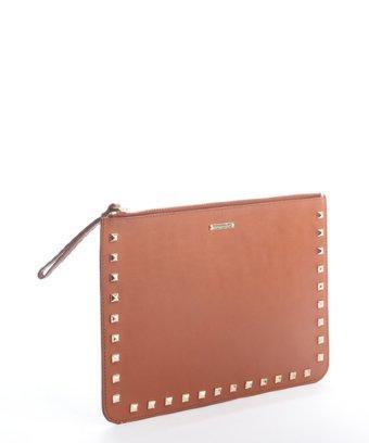 Rebecca Minkoff Chocolate Leather 'lissa Pouch' Studded Clutch