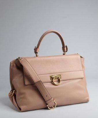 Salvatore Ferragamo Blush Pebbled Leather 'nocturne' Convertible Satchel