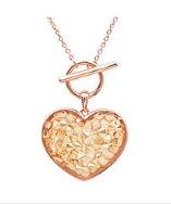 Amanda Rose Collection Sterling Silver 18k Rose Gold Plated Heart Pendant-necklace With Swarovski Crystals