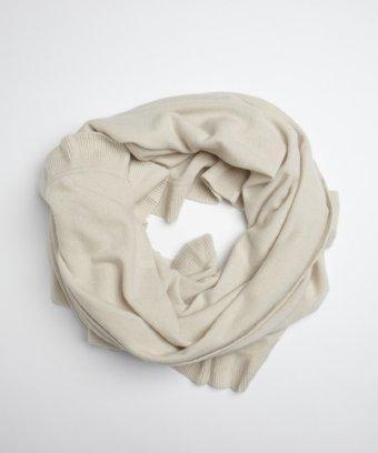 Portolano Yogi Ivory Cashmere Shawl With Ruffle Edge