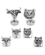 Ox And Bull Trading Co. Sterling Bull And Bear Head Stud Set
