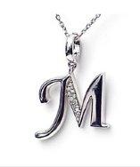 Amanda Rose Collection Diamond Initial M Pendant In Sterling Silver