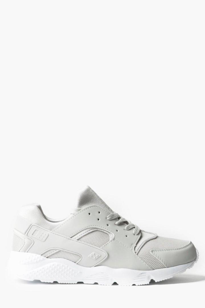 Boohoo Lace Up Running Trainers With Heel Detail Grey