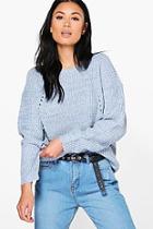 Boohoo Lily Chunky Jumper With Rib Transfers