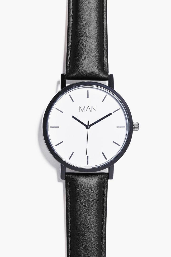 Boohoo Simplistic Oversized Watch With Pu Strap Black