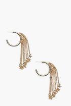 Boohoo Hoop Chain Tassel With Stars Earrings