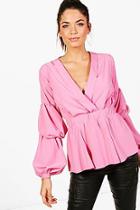 Boohoo Tall Callie Ruched Sleeve Shirt