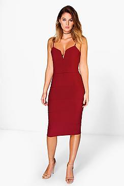 Boohoo Jayne Bandage Plunge Midi Bodycon Dress
