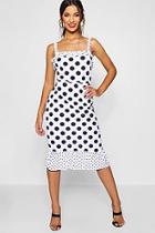 Boohoo Jessie Ruffle Hem Polka Dot Midi Dress