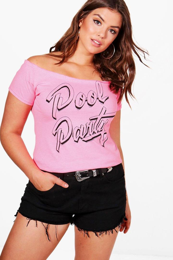 Boohoo Plus Lydia Off The Shoulder Pool Party Top Pink