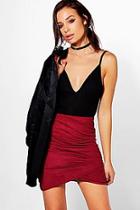 Boohoo Avah Rouched Side Suedette Mini Skirt