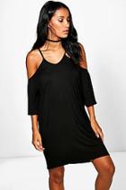 Boohoo Strappy Front Off Shoulder Swing Dress