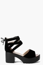 Boohoo Amy Lace Up Two Part Cleated Sandal Black