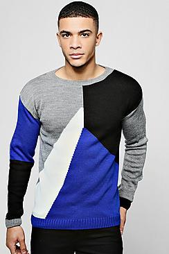 Boohoo Colour Block Knitted Sweater