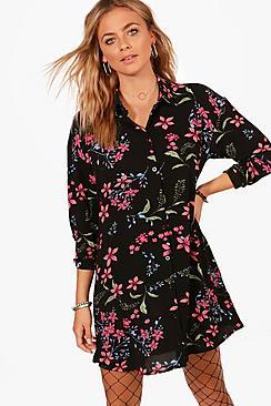 Boohoo Roxanne Long Sleeve Shift Dress