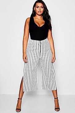 Boohoo Plus Ashleigh Stripe O Ring Culottes