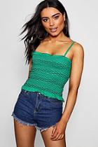 Boohoo Fran Shirred Vest With Contrast