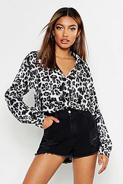 Boohoo Woven Oversized Leopard Shirt