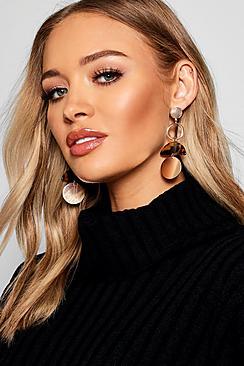 Boohoo Tortoiseshell & Clear Drop Earrings