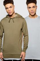 Boohoo 2 Pack Over The Head Hoodie And Longline T Shirt Multi