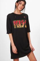 Boohoo Katie Kiss Distressed Oversized T-shirt Dress Black
