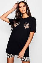 Boohoo Halloween Leopard Paw Print T-shirt