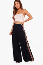 Boohoo Petite Bella Wide Leg Rib Trim Trouser