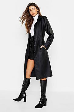 Boohoo Pu Button Up Trench