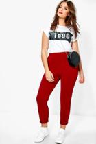 Boohoo Plus Liv Turn Up Cuff Trouser Wine