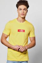 Boohoo Man Logo Chest Print T Shirt Yellow
