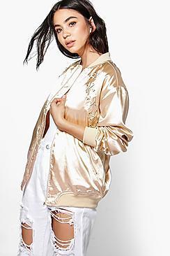 Boohoo Megan Lace Up Bomber Jacket