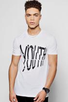 Boohoo Spliced 'youth' Print Crew Neck T-shirt White