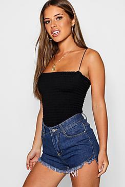 Boohoo Petite Square Neck Shirred Cami