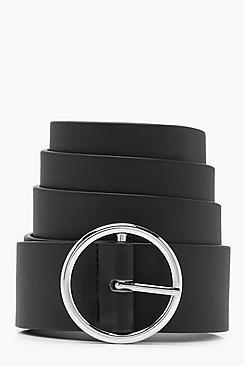 Boohoo Round Buckle Pu Boyfriend Belt
