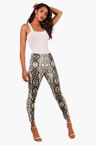 Boohoo Scarlet Snakeskin Print Velvet Leggings