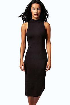 Boohoo Billie Turtle Neck Sleeveless Midi Bodycon Dress