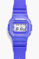 Boohoo Retro Sports Watch With Square Face Blue