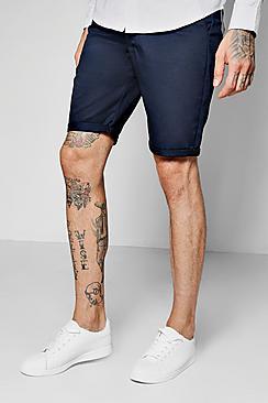 Boohoo Navy Plain Skinny Fit Chino Short