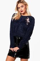 Boohoo Aimee Embroidered Fluffy Knit Jumper