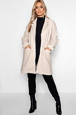 Boohoo Plus Twisted Wool Look Oversized Coat
