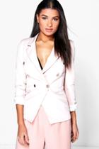 Boohoo Anna Double Breasted Woven Blazer Rose