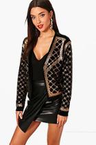 Boohoo Letitia Beaded Velvet Trophy Jacket