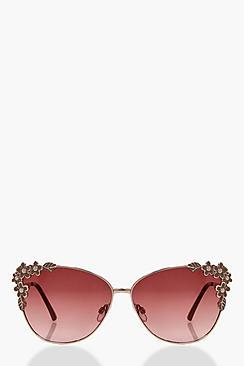 Boohoo Bethany Floral Frame Cat Eye Sunglasses