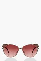 Boohoo Bethany Floral Frame Cat Eye Sunglasses