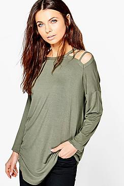 Boohoo Saskia Strappy Shoulder Oversized Top