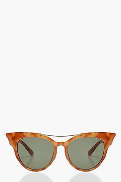 Boohoo Jo Tortoiseshell Retro Cat Eye Sunglasses